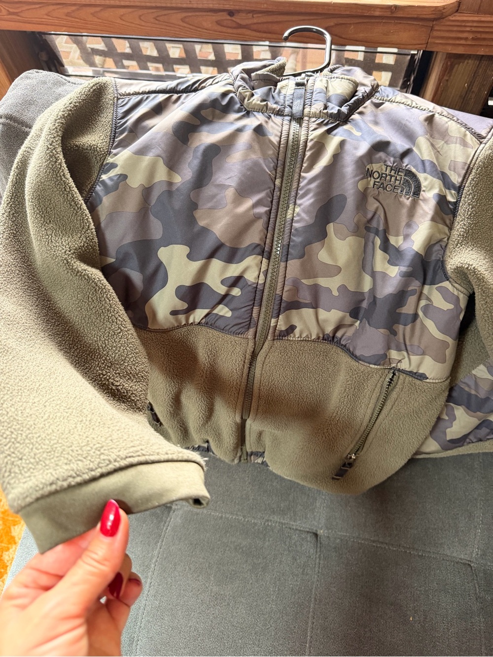 The North Face Kids Olive Camo Panel Fleece Jacket